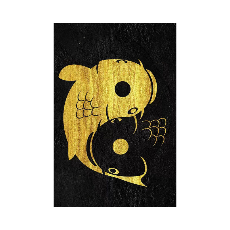 «Yin Yang Carp» par Alberto Perez, reproduction d'art sur toile tendue, H 12 po x l 8 po x P 0,75 po