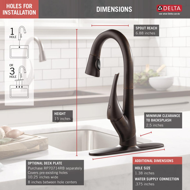 Esque Pull Down Single Handle Kitchen Faucet, Venetian Bronze