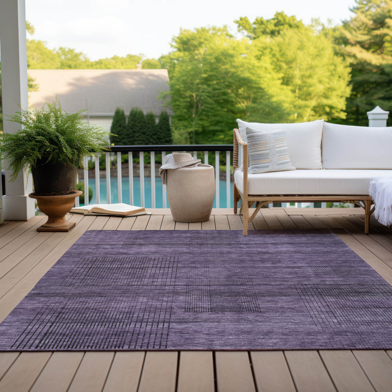 Malchow Washable Striped Indoor / Outdoor Rug, Rectangle 3' x 5'