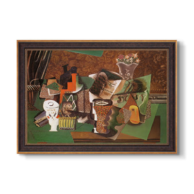 Cartes à jouer, verres, bouteille de rhum : Vive la France, 1914-1915 - Pablo Picasso - Toile encadrée sur mesure