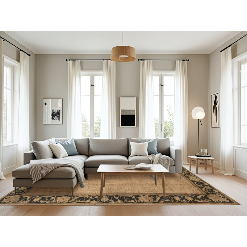 Tapis brun français lavable à la machine, Rectangulaire 8 pi x 12 pi