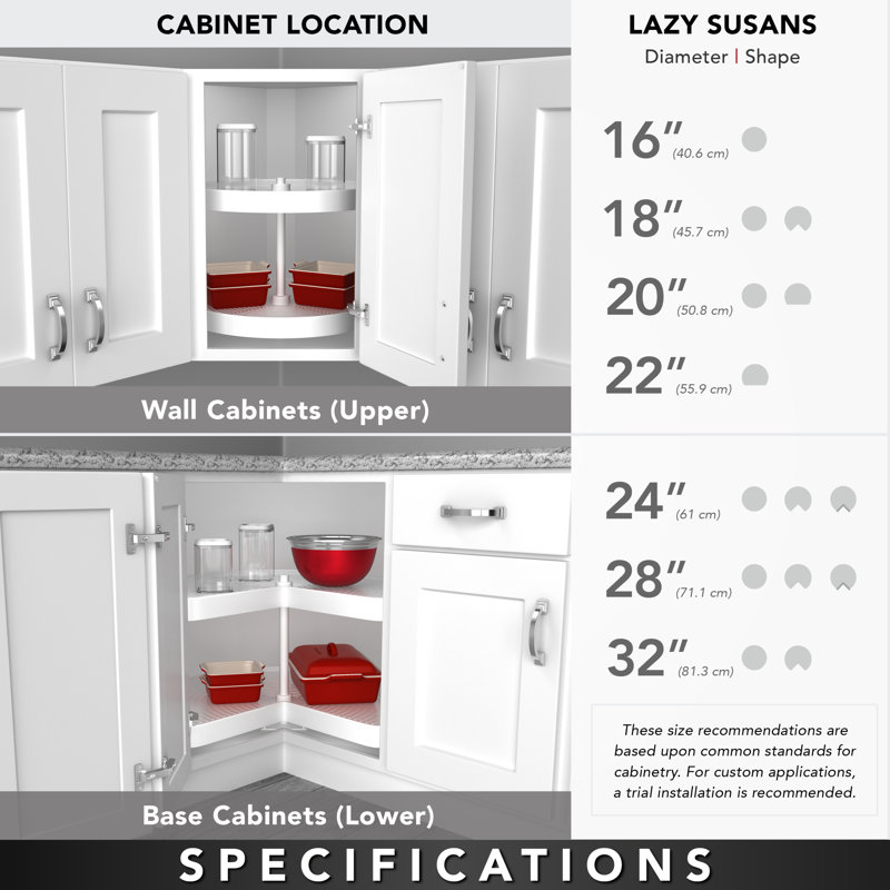 Rev-A-Shelf Polymer Full Circle 1-Shelf Lazy Susan with Bottom Mount Hardware for Corner Base Cabinets, 24" W
