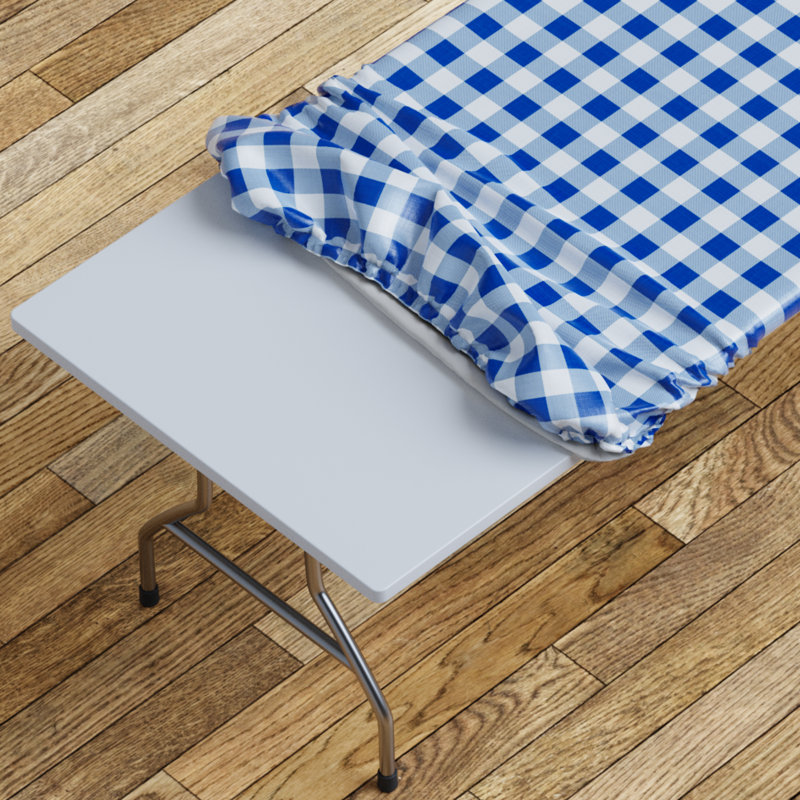 Vinyl Picnic Fited Tableclth Rectangle 48X24 Black, Blue, 60" x 30"