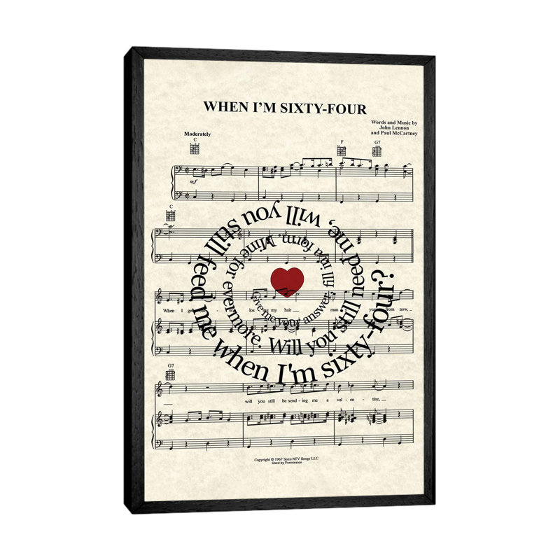 When I'm Sixty Four - Print on Canvas, Black Framed, 101.6 cm H x 66.04 cm W
