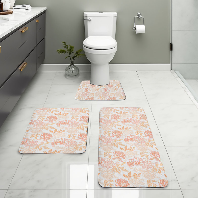 Ensemble de tapis de salle de bain Vintage Rose 3 pièces