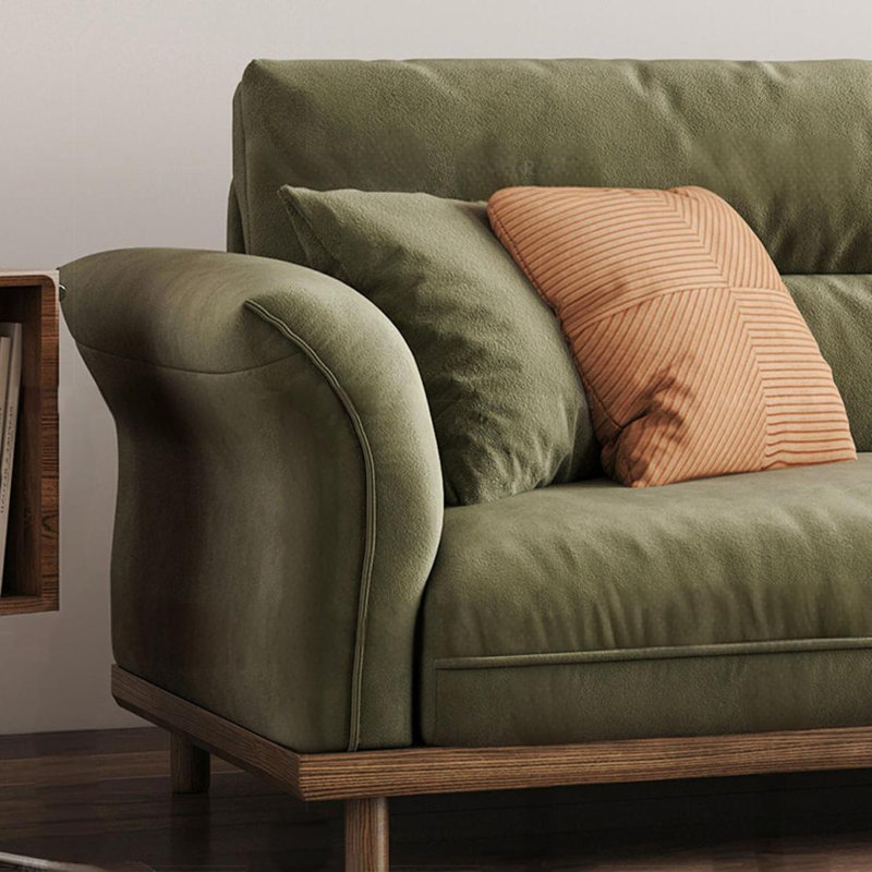 Canapé rétro en tissu de style rond à dossier haut, H 33,46 po x l 106,29 po x P 35,43 po, 4