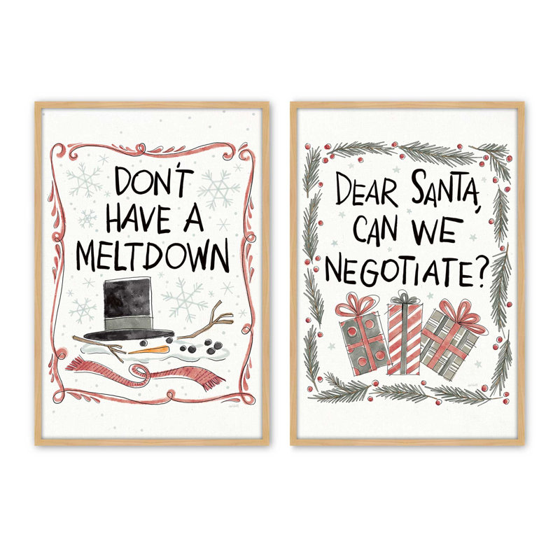 Ensemble de 2 estampes du Père Noël, 16 po x 12 po, Érable américain