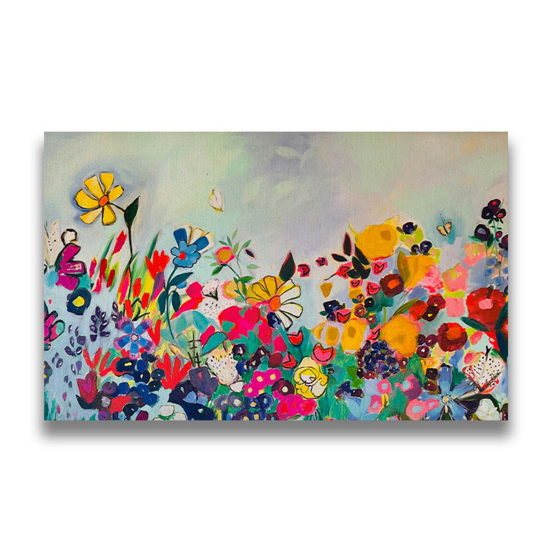 Jardin floral V par JD Studio, Toile sans cadre, Pas de tapis, H 16 po x l 24 po