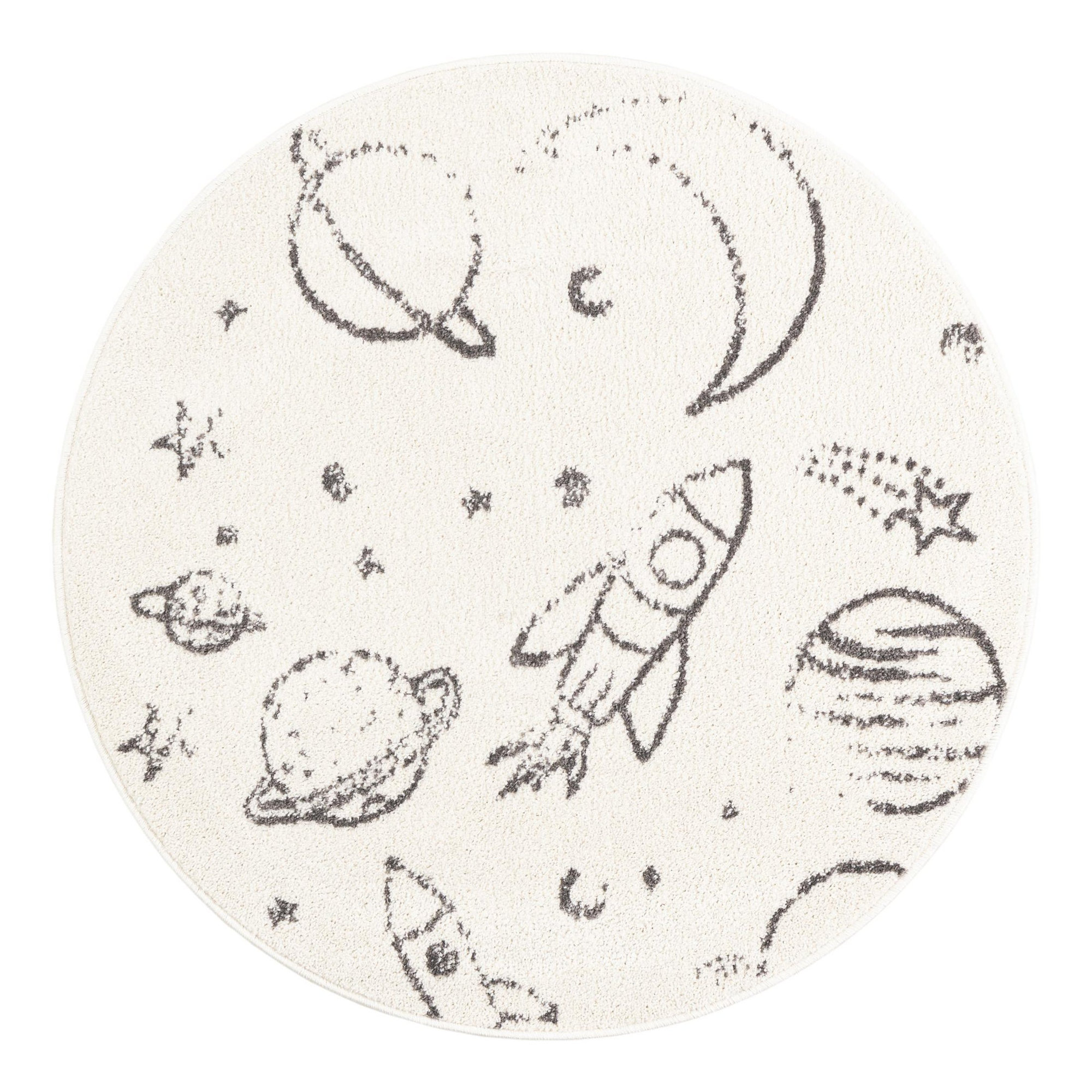 Kids Rug, Ivory, Round 3'3" 