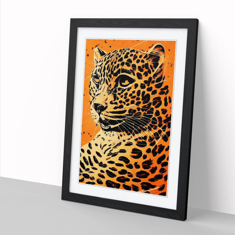 Leopard Painting Collage - Picture Frame Print, Black, 64cm H x 46cm W x 2cm D