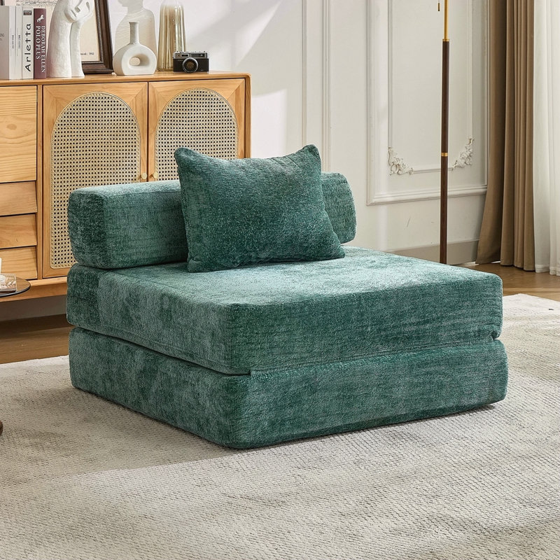Canapé à compression, canapé-lit convertible au sol avec structure de forme fixe, canapé modulaire à assise simple sans os, sans assemblage requis, tissu chenille, pour la chambre à coucher du salon