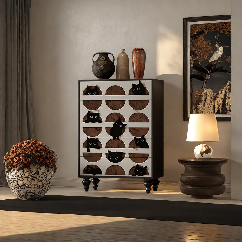 Commode d'appoint style japonais en bois massif