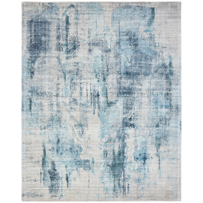 Abstract Area Rug in Blue, Rectangle  8'6" x 11'6"