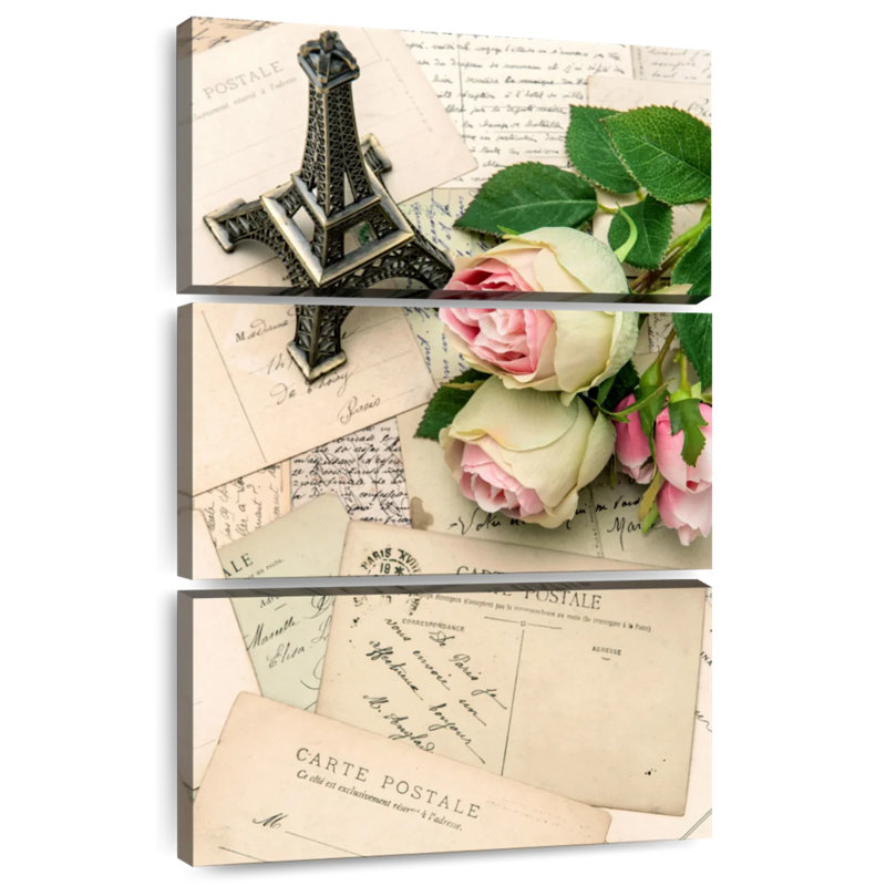 Hardie roses sur des cartes postales françaises, H 50 po x l 32 po