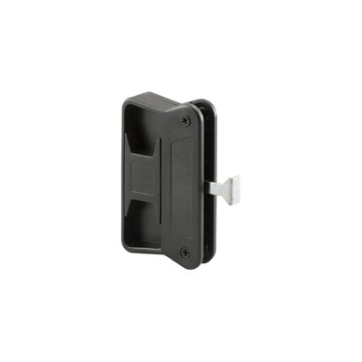 Loquet et poignée pour porte moustiquaire coulissante FHC A168, construction en plastique, loquet en acier, entraxe de 7,6 cm, modèle réversible, fini noir, vendu à l'unité