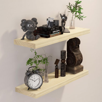 Solid Wood Floating Shelves，Rustic Wooden Wall Shelves