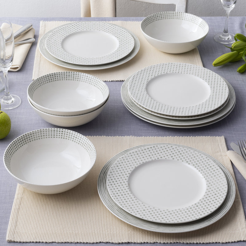 Service de table 12 pièces Noritake, Vert/blanc