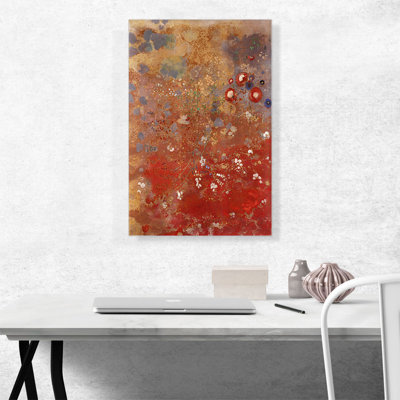" Red Flower Floral Field " by Odilon Redon Painting Print