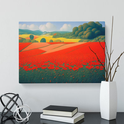 Awesome Poppy Field Flowers - Wrapped Canvas
