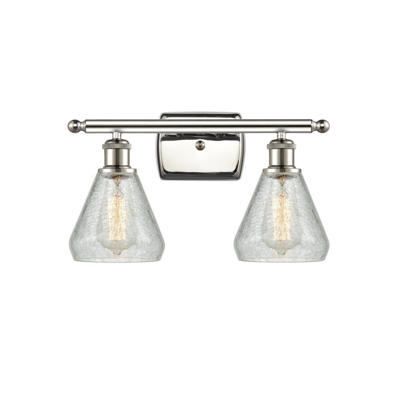 Berlin 2 - Light Dimmable Vanity Light, Clear Crackle, 6 Watt Vinage LED Bulb, Polished Nickel