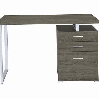 Bureau réversible à 3 tiroirs gris patiné