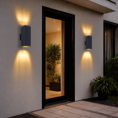 Modern Rectangular Wall Lights Up And Down E26 Outdoor Wall Light Fixture Matte Black, Waterproof Porch Light, Outdoor Sconce, For Patio, Garage, Doorway