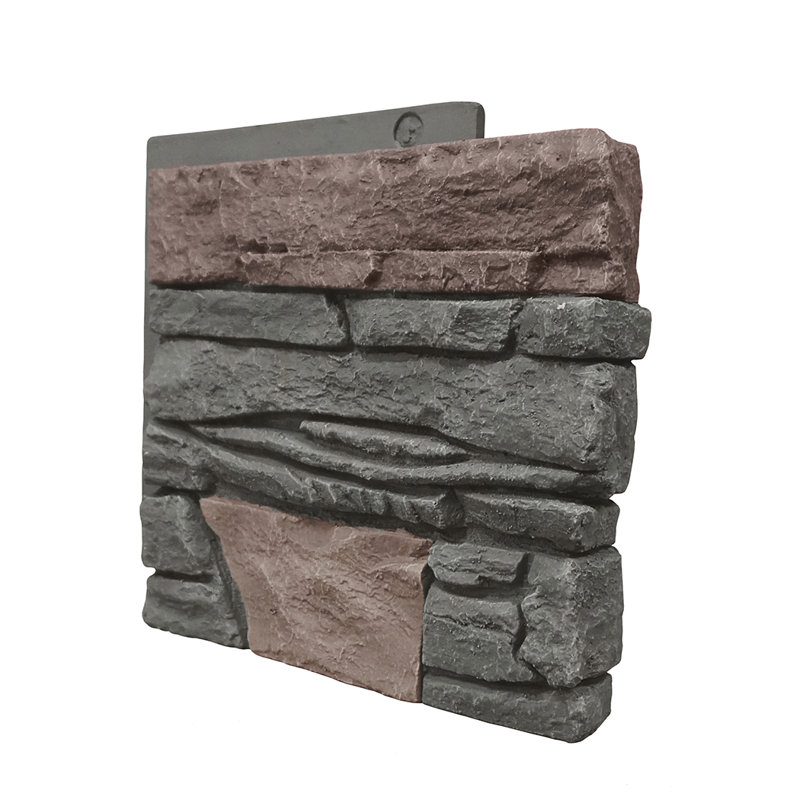 Panneau mural en pierre 12,5 po x 12 po gris anthracite / brun