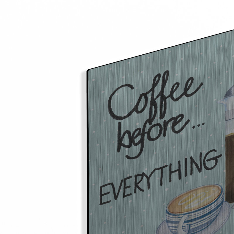 Art mural en métal Winston Porter «Coffee avant tout bleu» par Kathleen Parr, H 12 po x l 12 po