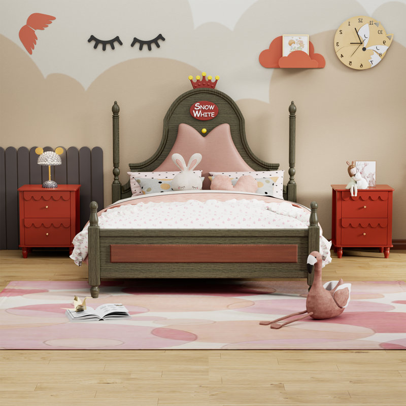 Dorlan 19.7“W Cute Cloud shape Nightstand, Red