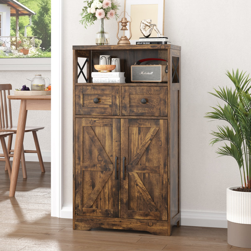 Armoire de rangement avec portes et tiroirs, Rustic Brown