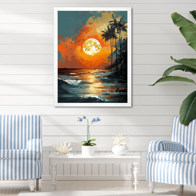 Coucher de soleil sur la côte au paradis I - art mural minimaliste côtier