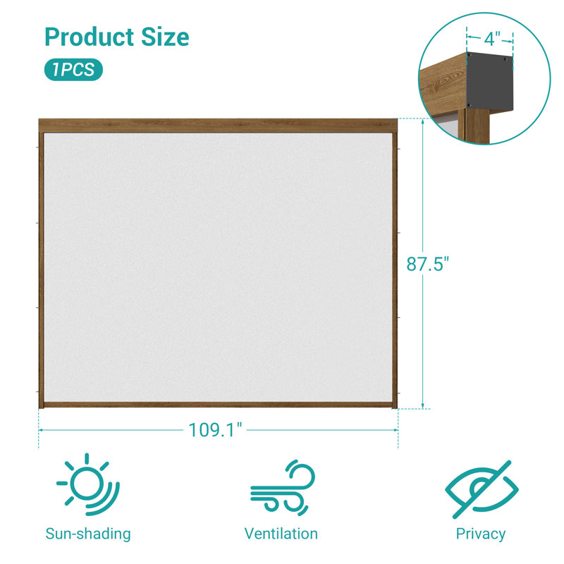 Écran d'intimité rétractable pour accessoires d'ombrage Pergola uniquement compatible avec la marque Aok Garden, 10 pi