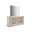 Commode à 6 tiroirs de style moderne Omari en bois et accents dorés de couleur beige