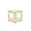 Table de bout en verre avec rangement Pangea Home Benson Edward - Table d'appoint carrée moderne Glam - Plateau en verre trempé avec cadre en acier doré pour le salon ou la chambre - Table d'appoint carrée en or-1976481046