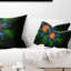 Dark Green Fractal Flower in Black - Floral Printed Pillow