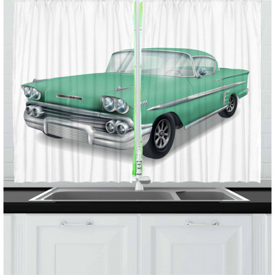 Cars 2 Piece Kitchen Curtain