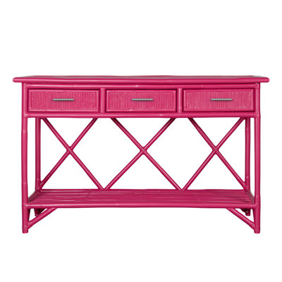54'' Wide 3 Drawer Rattan Wood Sideboard