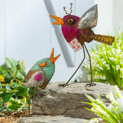 Ensemble de 2 statues de jardin en métal Autom Rustic