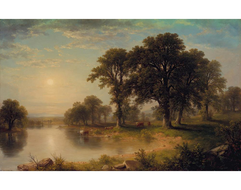 «Summer Af après-midi» par Asher Brown Durand - Art mural sur toile tendue avec châssis, H 48 po x l 33 po