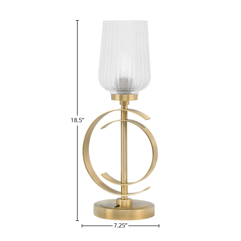 Lampe de table en acier inoxydable Jarran, Laiton, Transparent