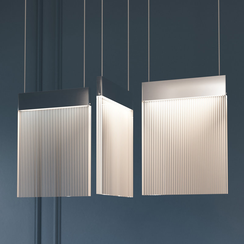 V Panels 7 - Light LED Pendant, Polished Chrome