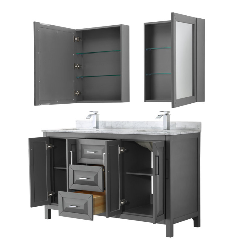 Daria 60'' W Double Vanity, Dark Espresso, Polished Chrome