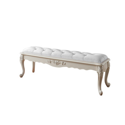 59.06"White European‑style minimalist solid wood bed end bench