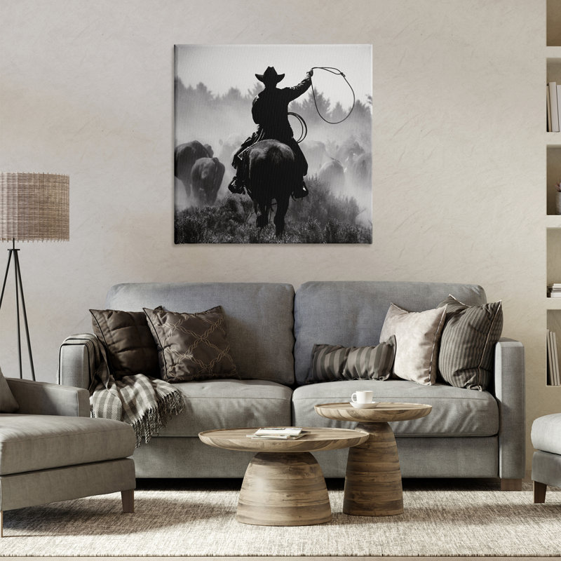«Cowboy Swinging Lasso», art mural sur toile par Danita Delimont, H 30 po x l 30 po