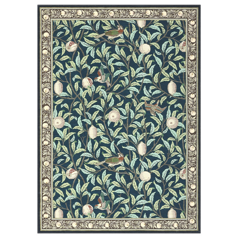 Farmhouse Machine Washable Rug for Living Room, Non-Slip Botanical Area Rugs, Low Pile Stain-Resistant Vintage Carpet, Soft Foldable Print Floor Mats for Bedroom, Nursery, Home Office
