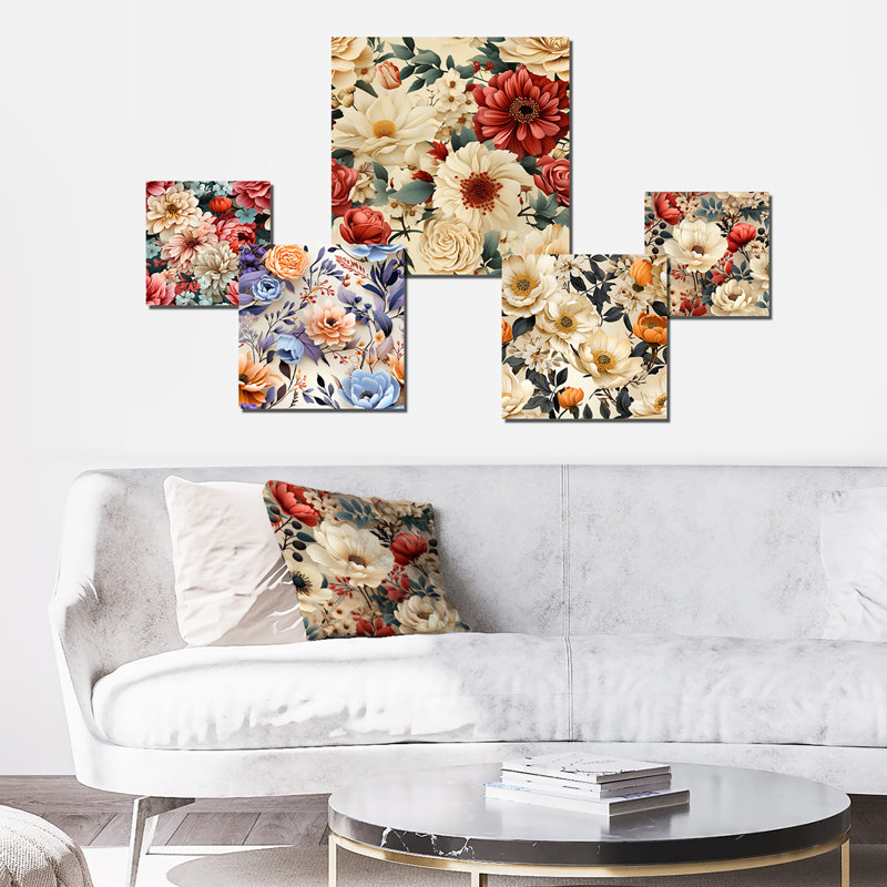 Mandragore - ensemble d'art mural floral de 5