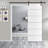 Modern Classic Panelled White Primed Composite Mdf Barn Door Slab With Hardware Kit-60837100-60164087