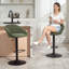 Swivel Upholstered Adjustable Height Counter Stool with Metal Frame-186808803