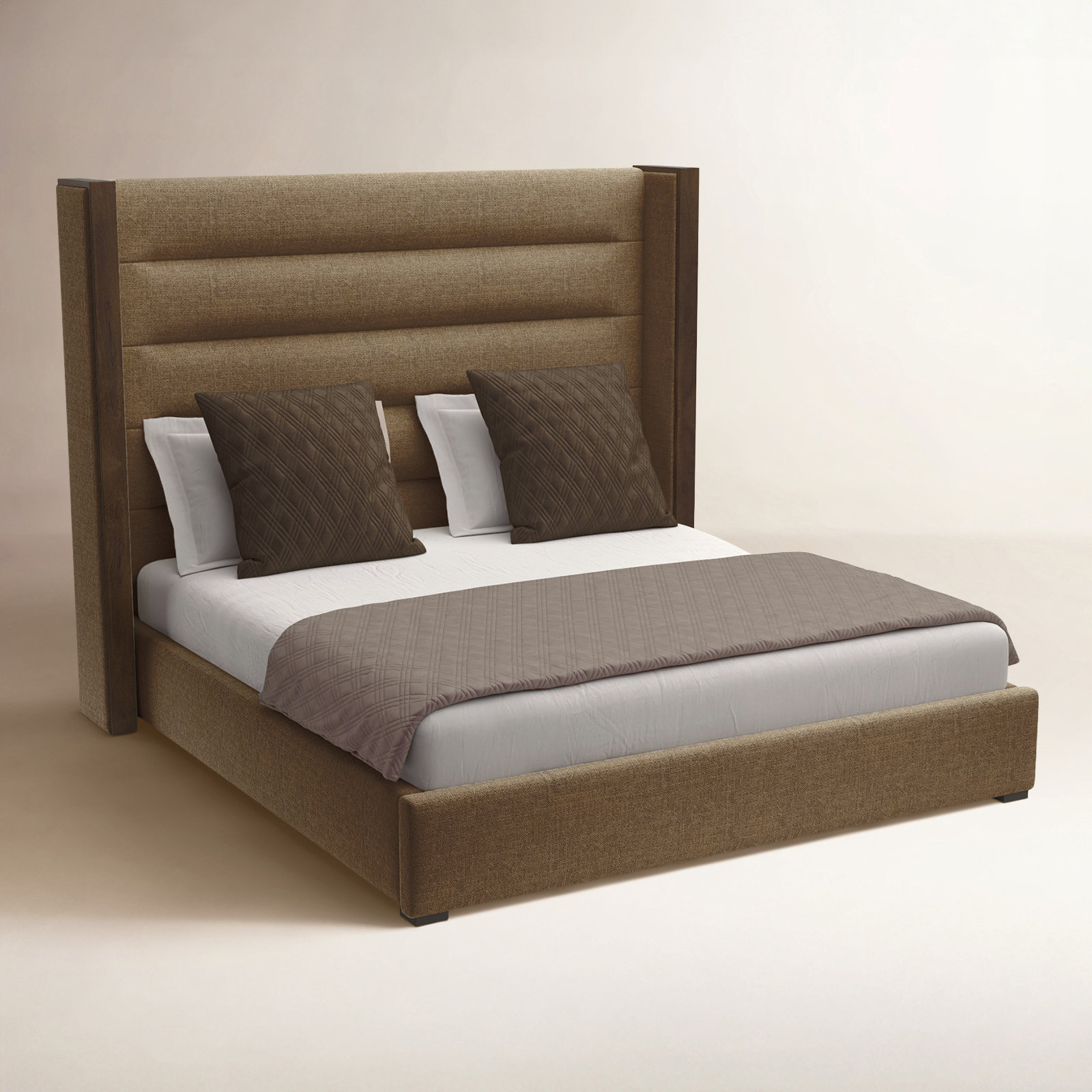 Ally Wingback Bed, King, Brown Flax Revolution®