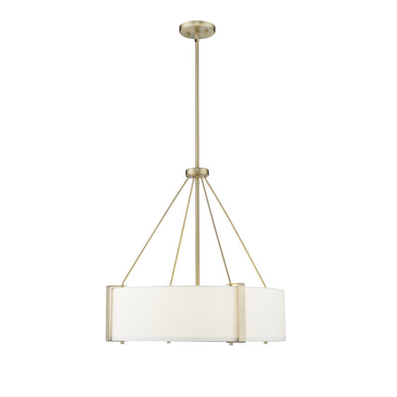 Millennium Lighting Telfar 3 Light Pendant Light with White Fabric Shade, Modern Gold